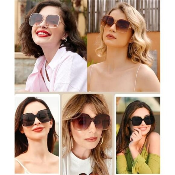 Oversized Square Sunglasses Women Men UV Protection Fashion Large Shades - Picture 5 of 7